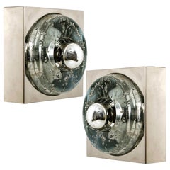 Pair of Hand Blown Wall or Ceiling Lights, Doria, 1970