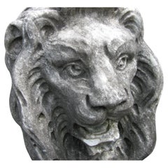 Pair of Hand-Carved 19th Century Italian Marble Lions