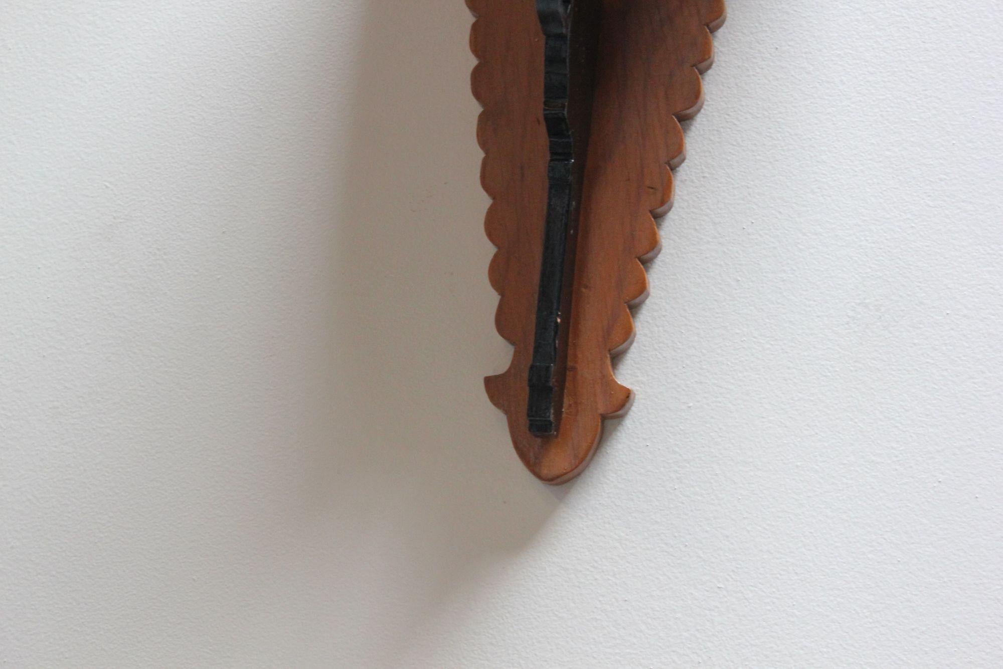 Pair of Hand-Carved and Painted Folk Art Pistol Wall Brackets / Corner Shelves For Sale 11