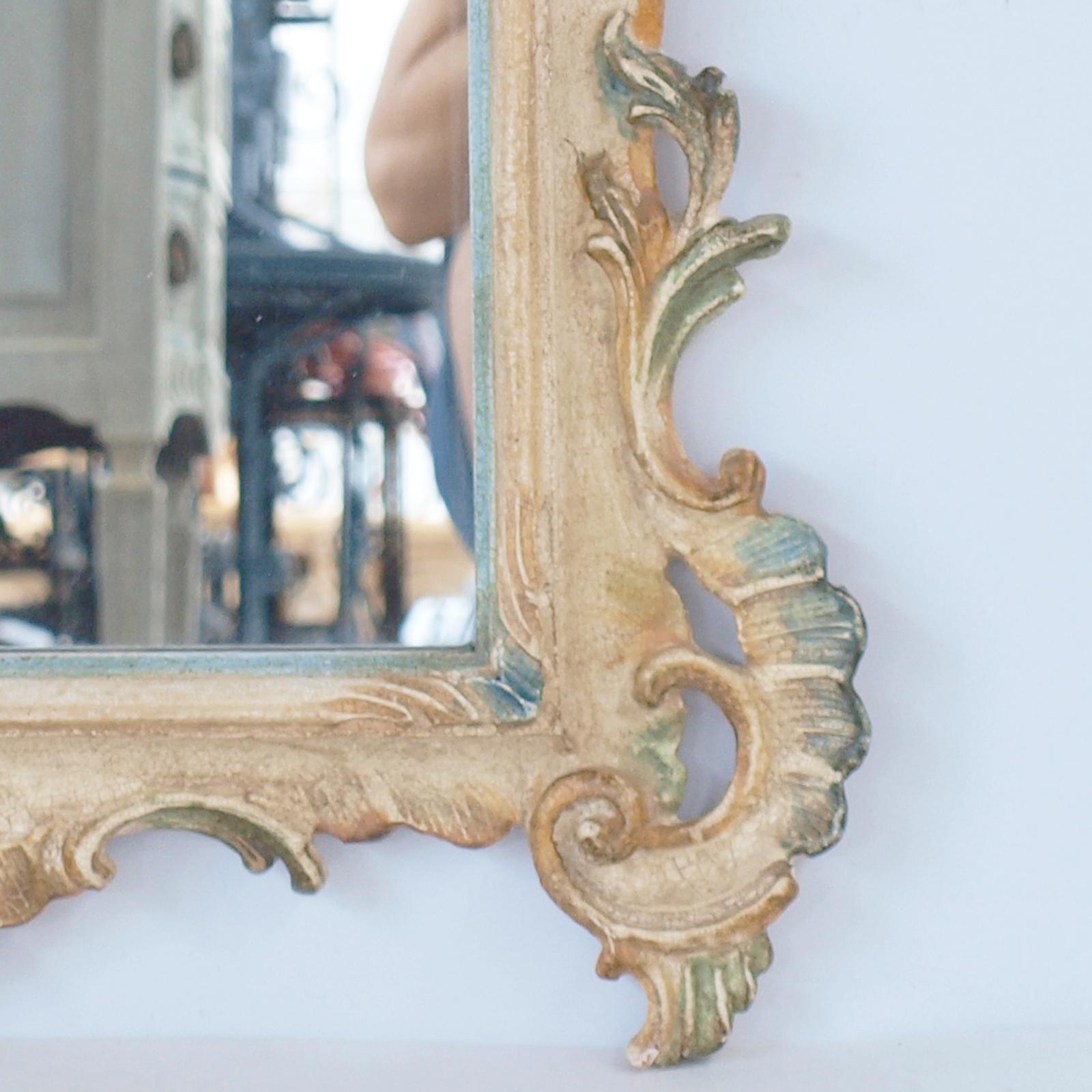 20th Century Pair of Hand-Carved and Painted Venetian Mirrors