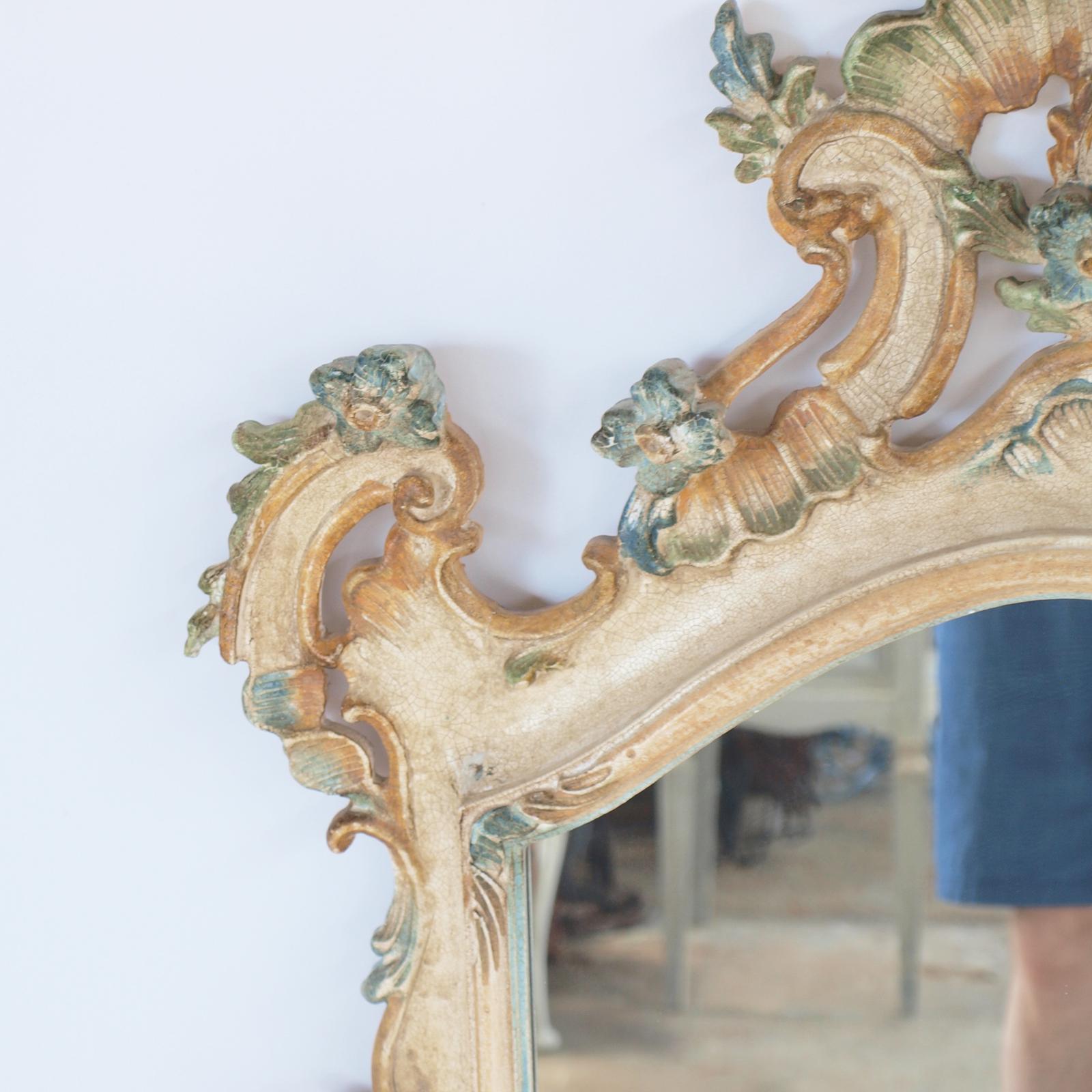 Pair of Hand-Carved and Painted Venetian Mirrors 1