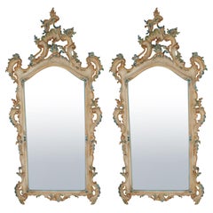 Pair of Hand-Carved and Painted Venetian Mirrors