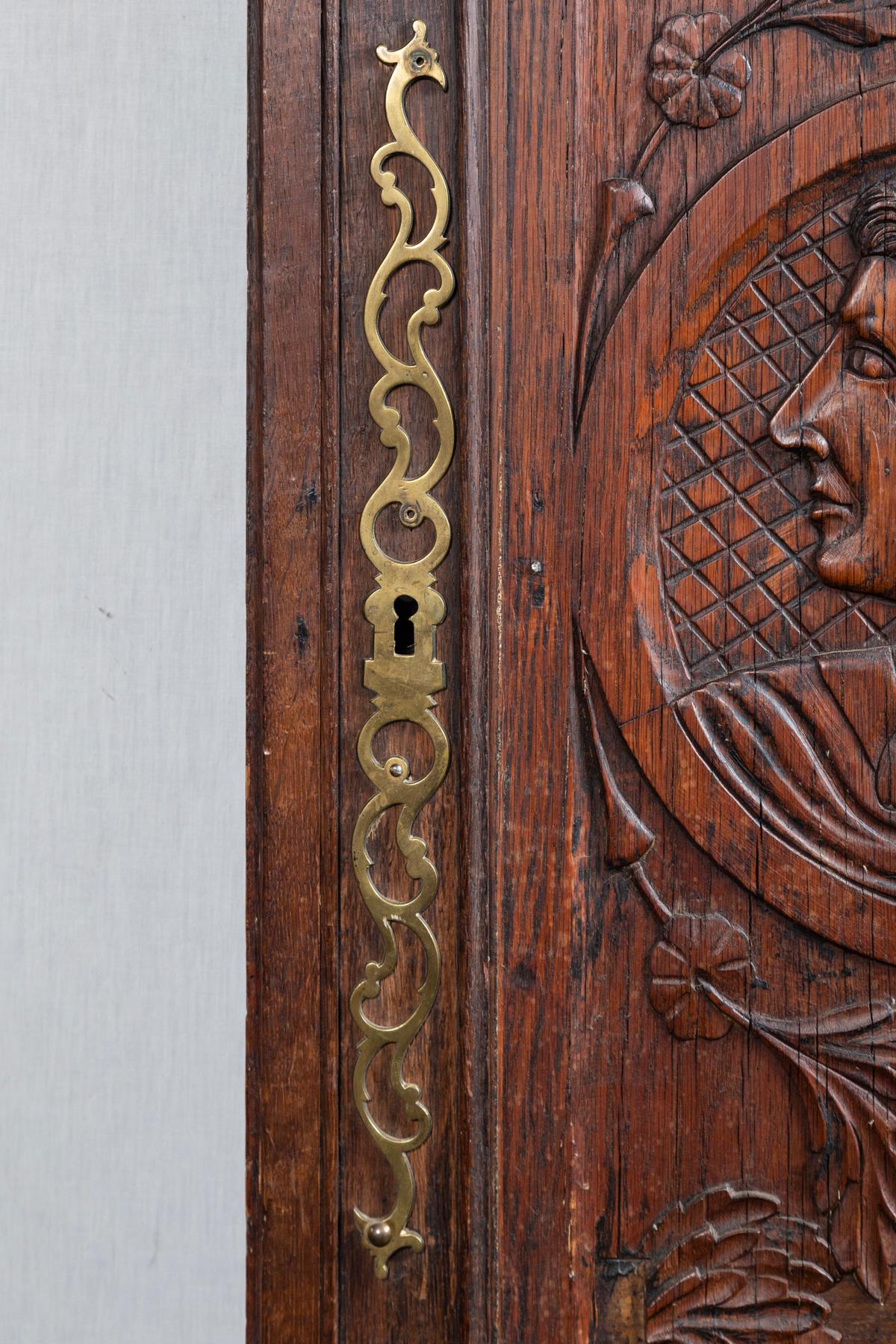 French Pair of Hand Carved Armoire Doors For Sale