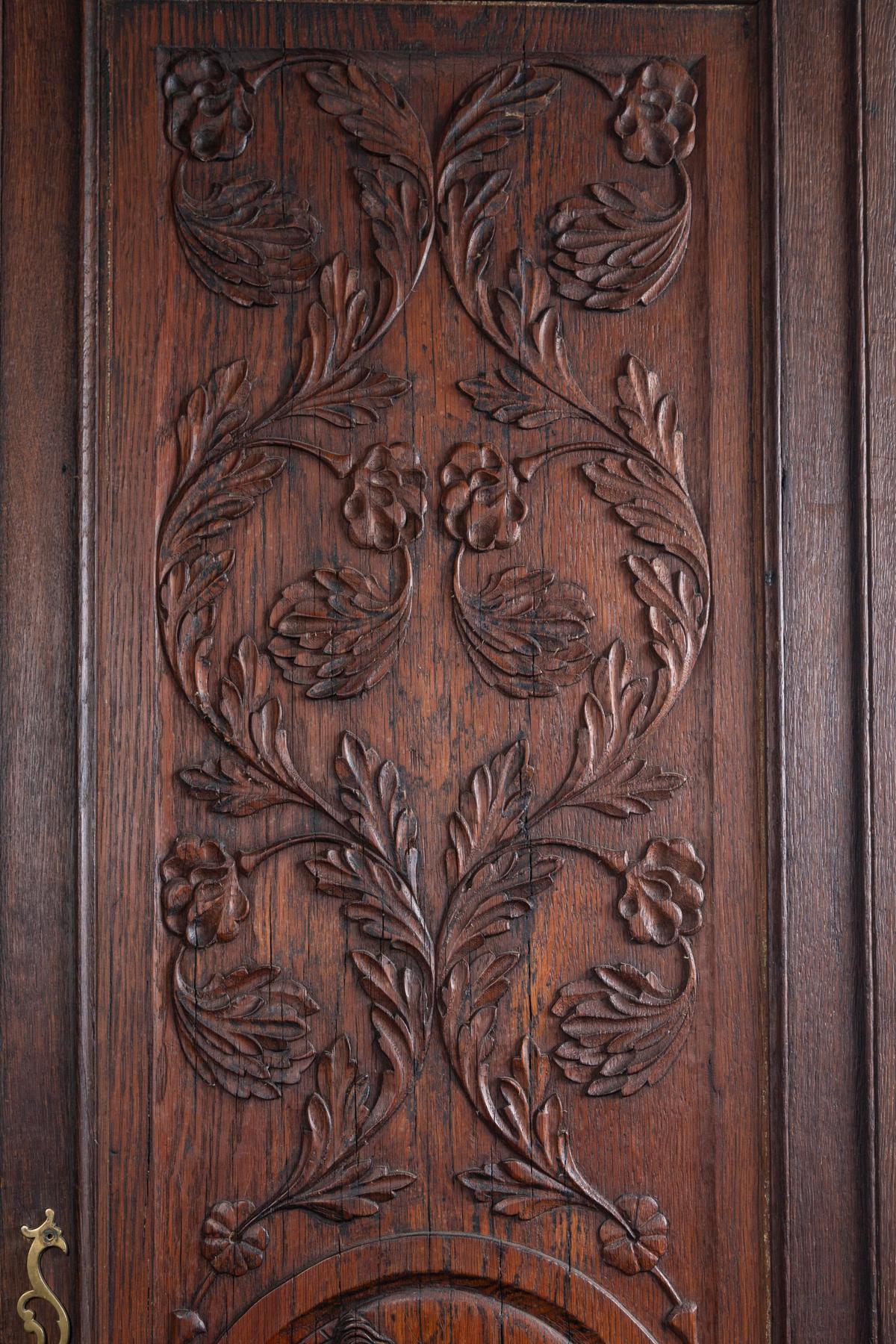 Hand-Carved Pair of Hand Carved Armoire Doors For Sale