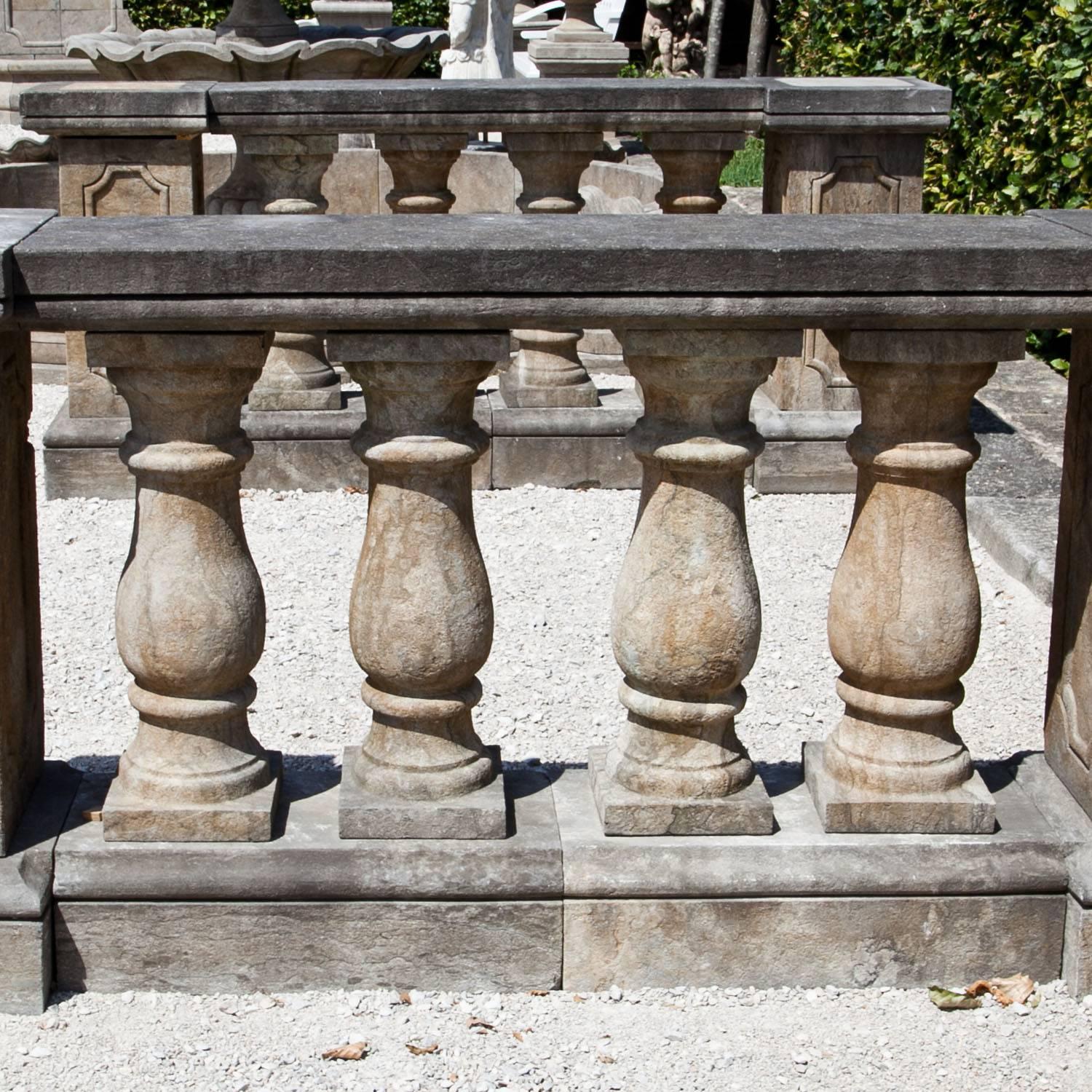 Baroque Pair of Hand-Carved Balustrades, 21st Century