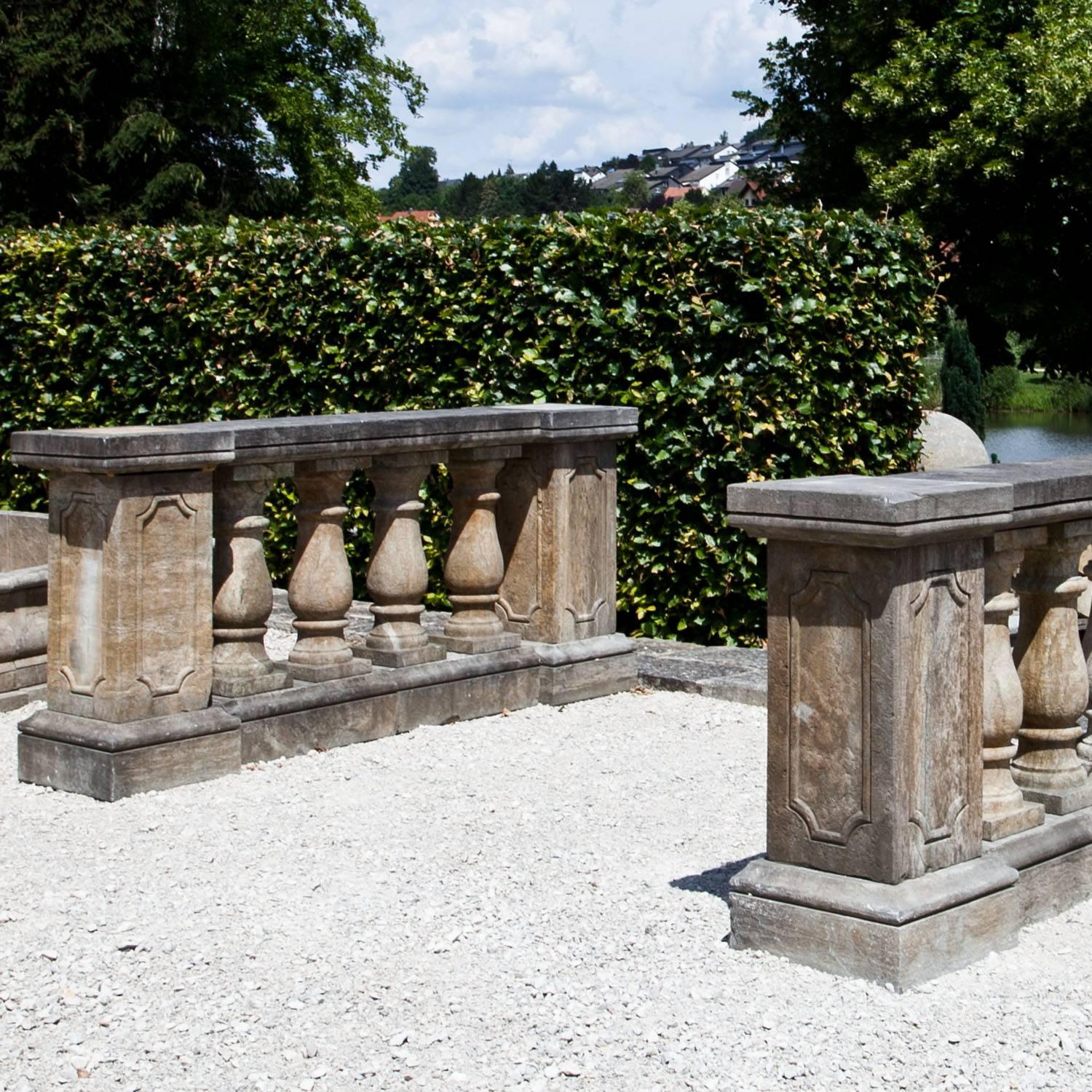 Contemporary Pair of Hand-Carved Balustrades, 21st Century