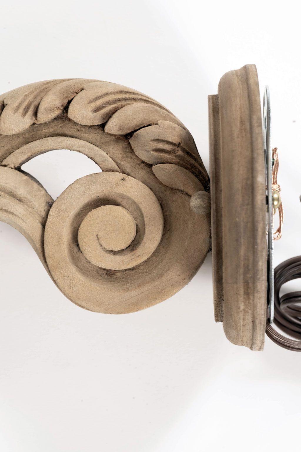 Pair of Hand-Carved Bleached Walnut Single-Arm Sconces For Sale 2