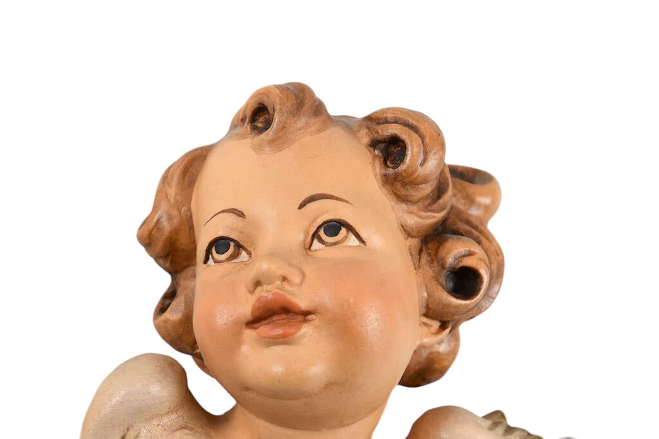 Pair of Hand Carved Cherub Angel Head, Anri, Italy, 1980s For Sale 7