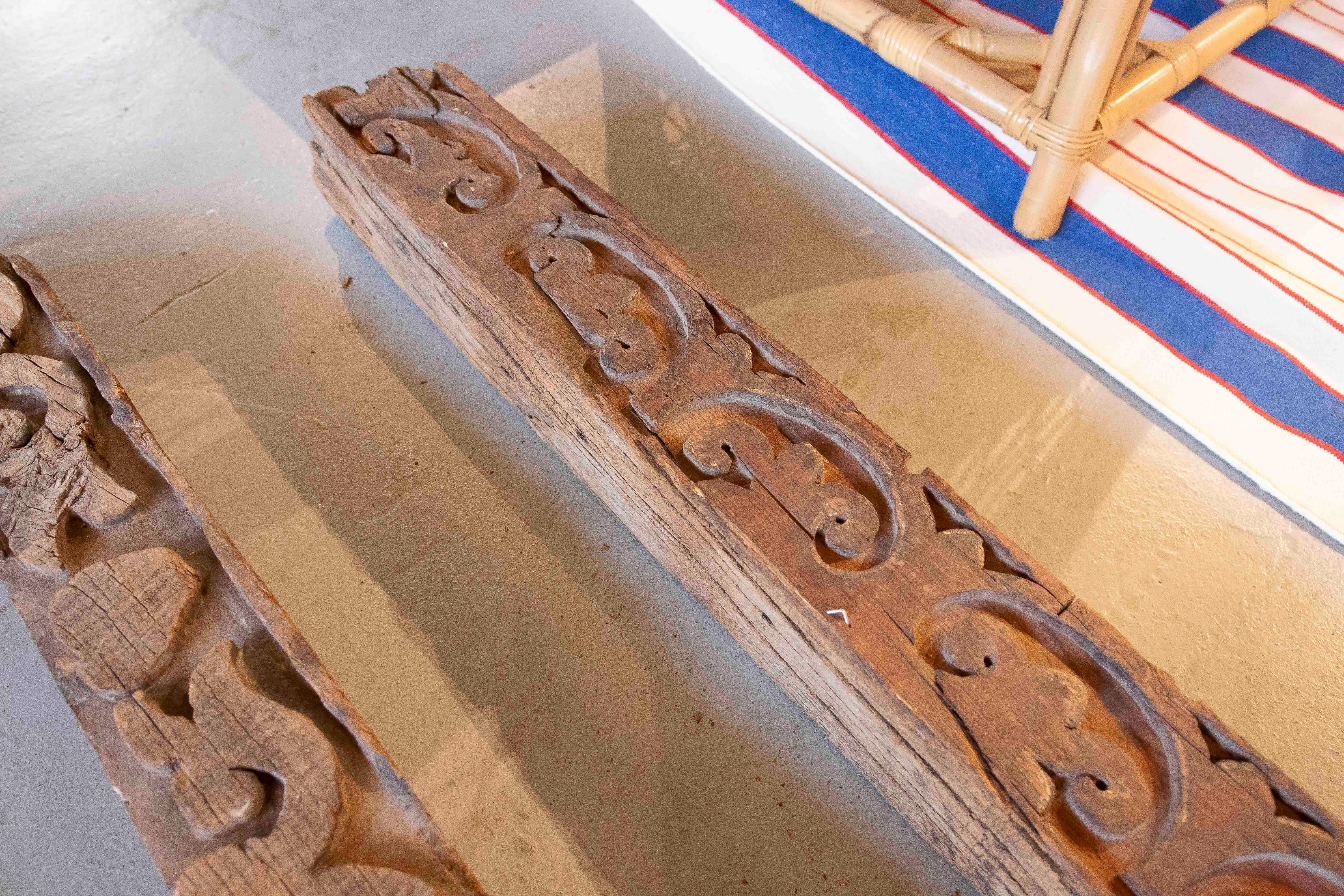Pair of Hand Carved Coffered Ceiling Meams, Cordoba, Spain For Sale 4