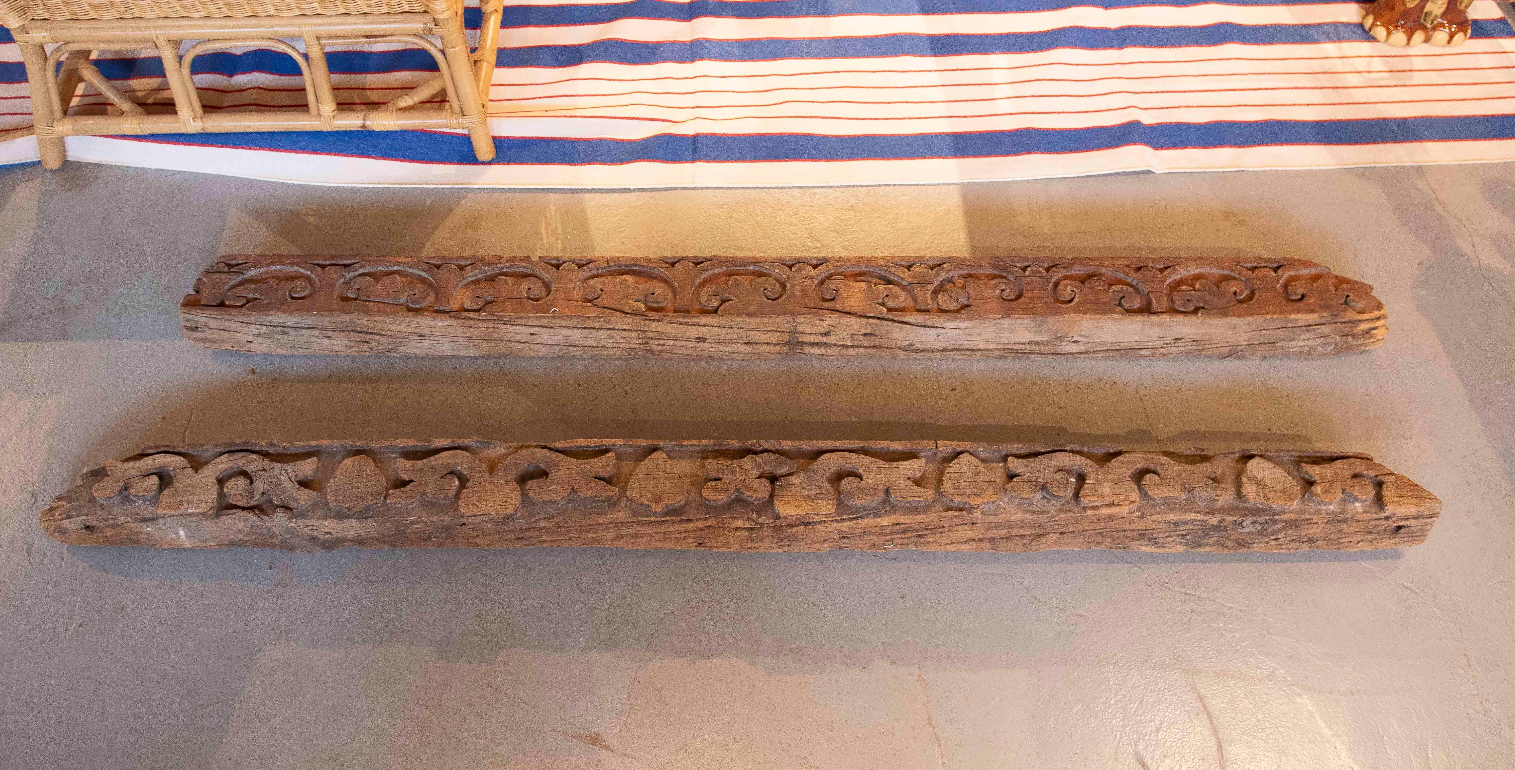 Pair of Hand Carved Coffered Ceiling Meams, Cordoba, Spain For Sale 5