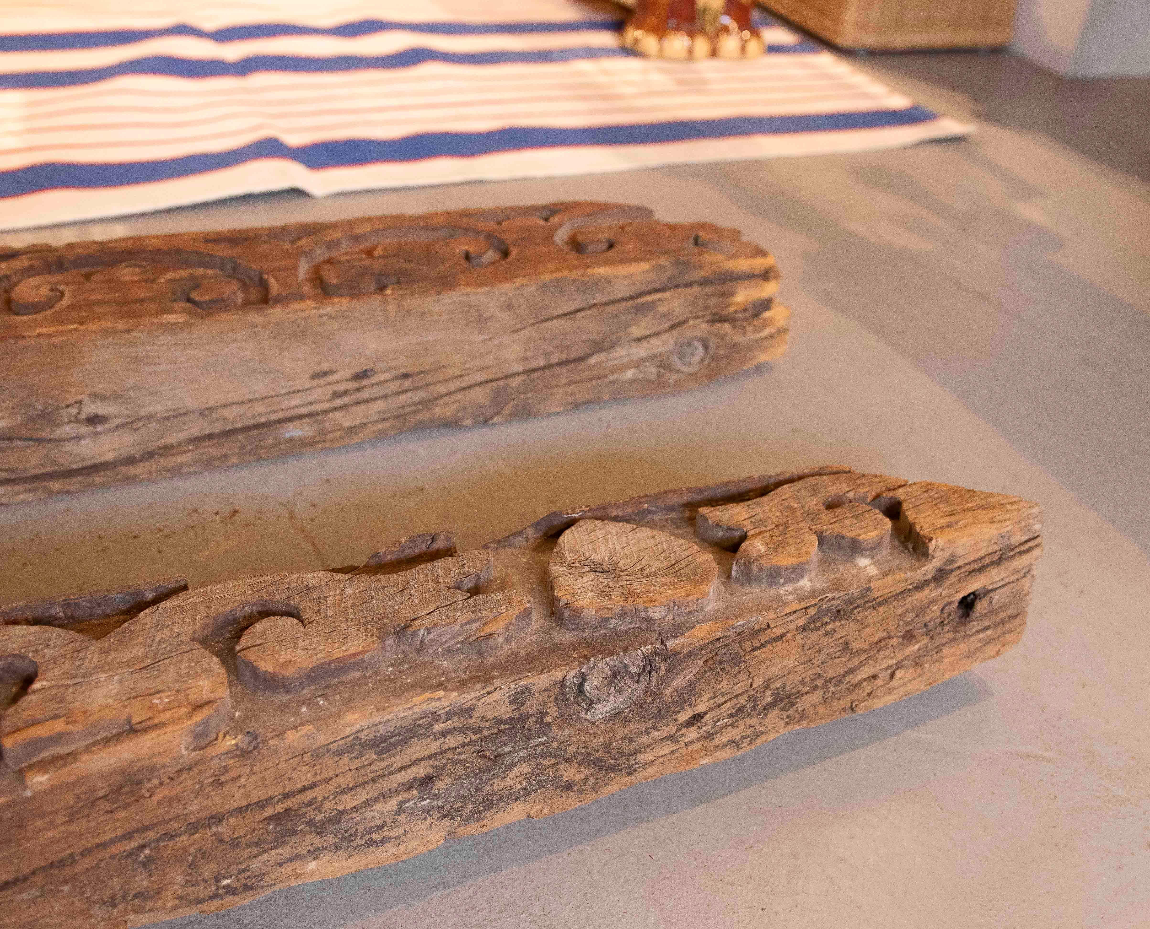 Pair of Hand Carved Coffered Ceiling Meams, Cordoba, Spain For Sale 6