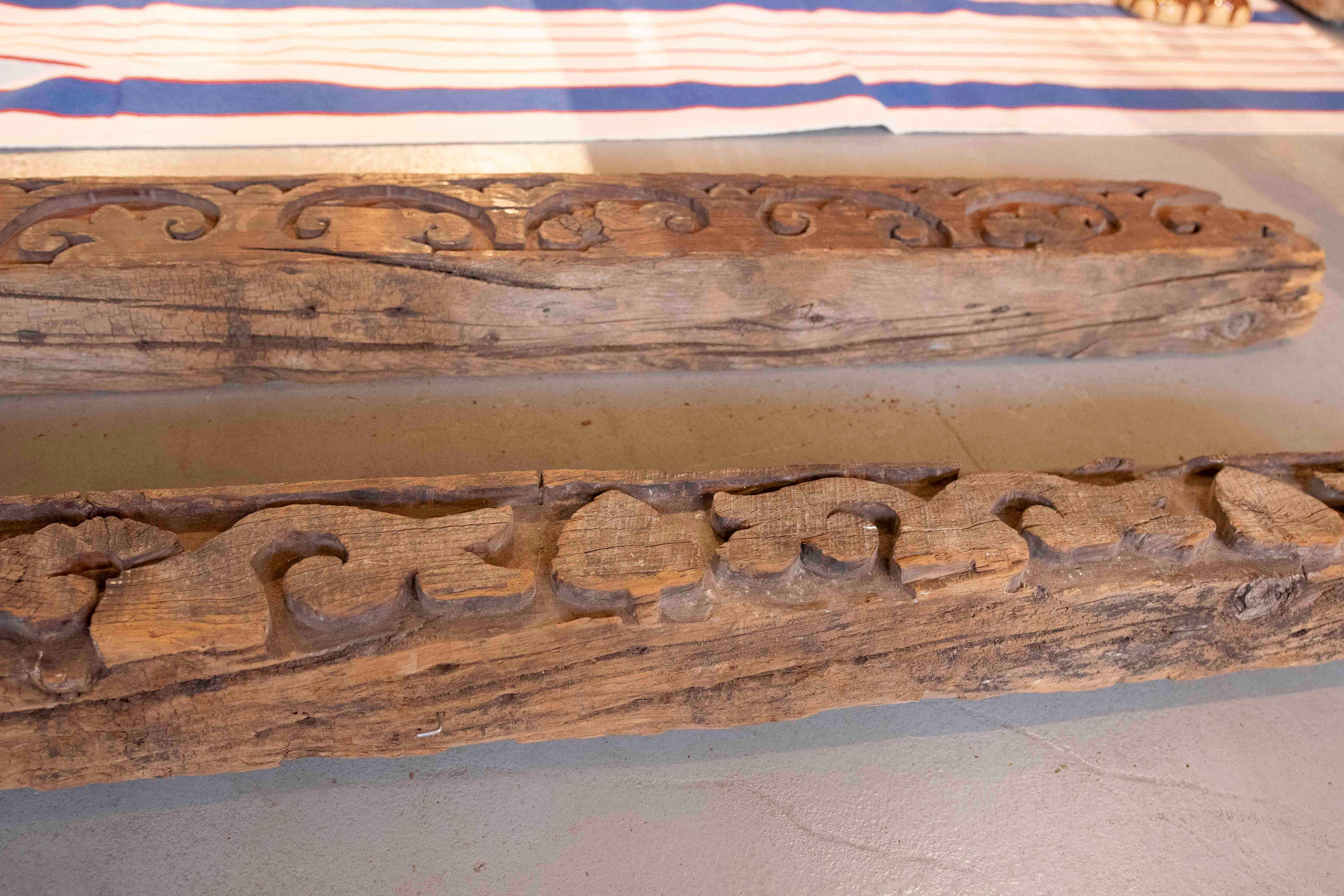 Pair of Hand Carved Coffered Ceiling Meams, Cordoba, Spain For Sale 7