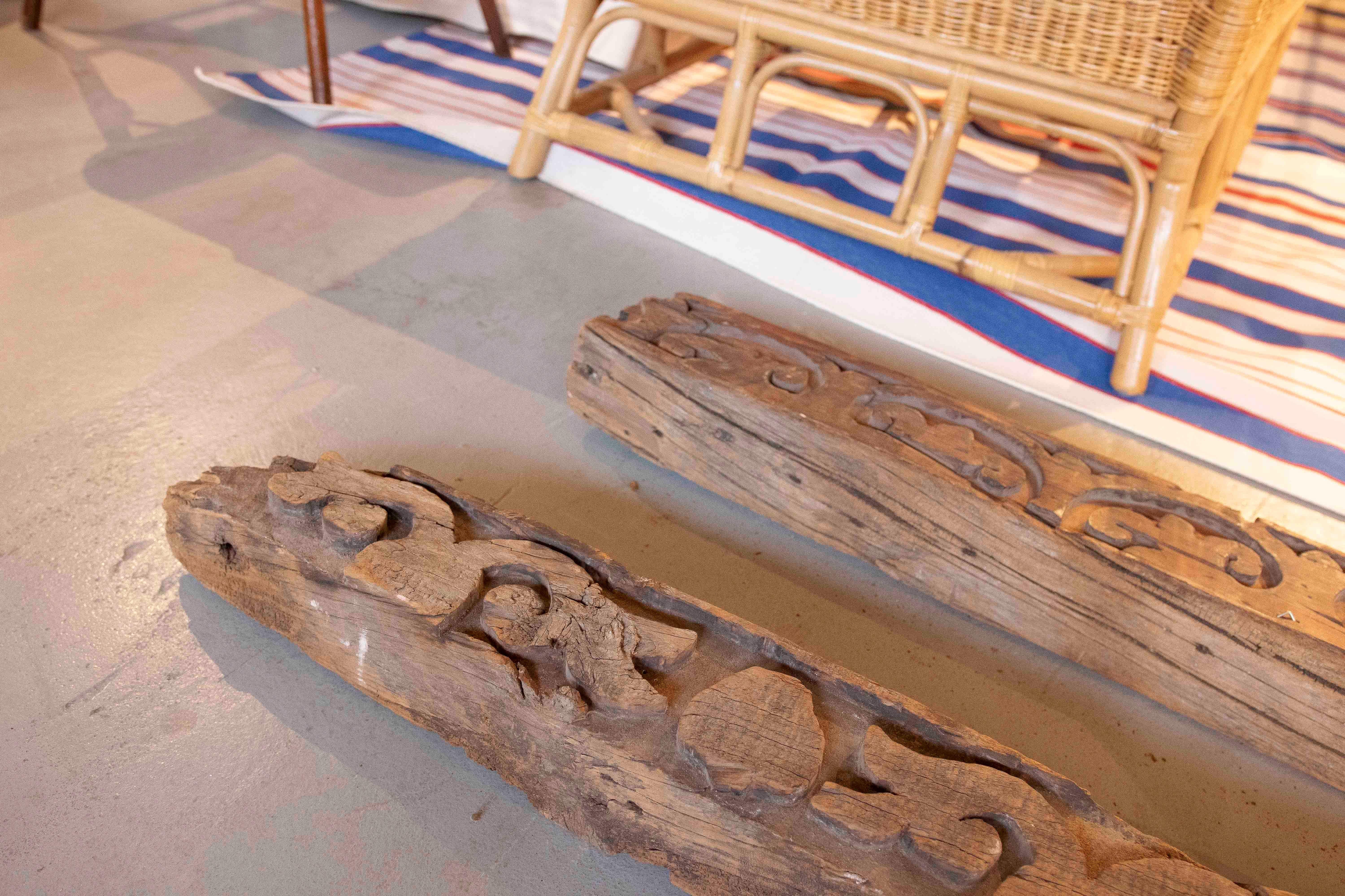 Pair of Hand Carved Coffered Ceiling Meams, Cordoba, Spain For Sale 9