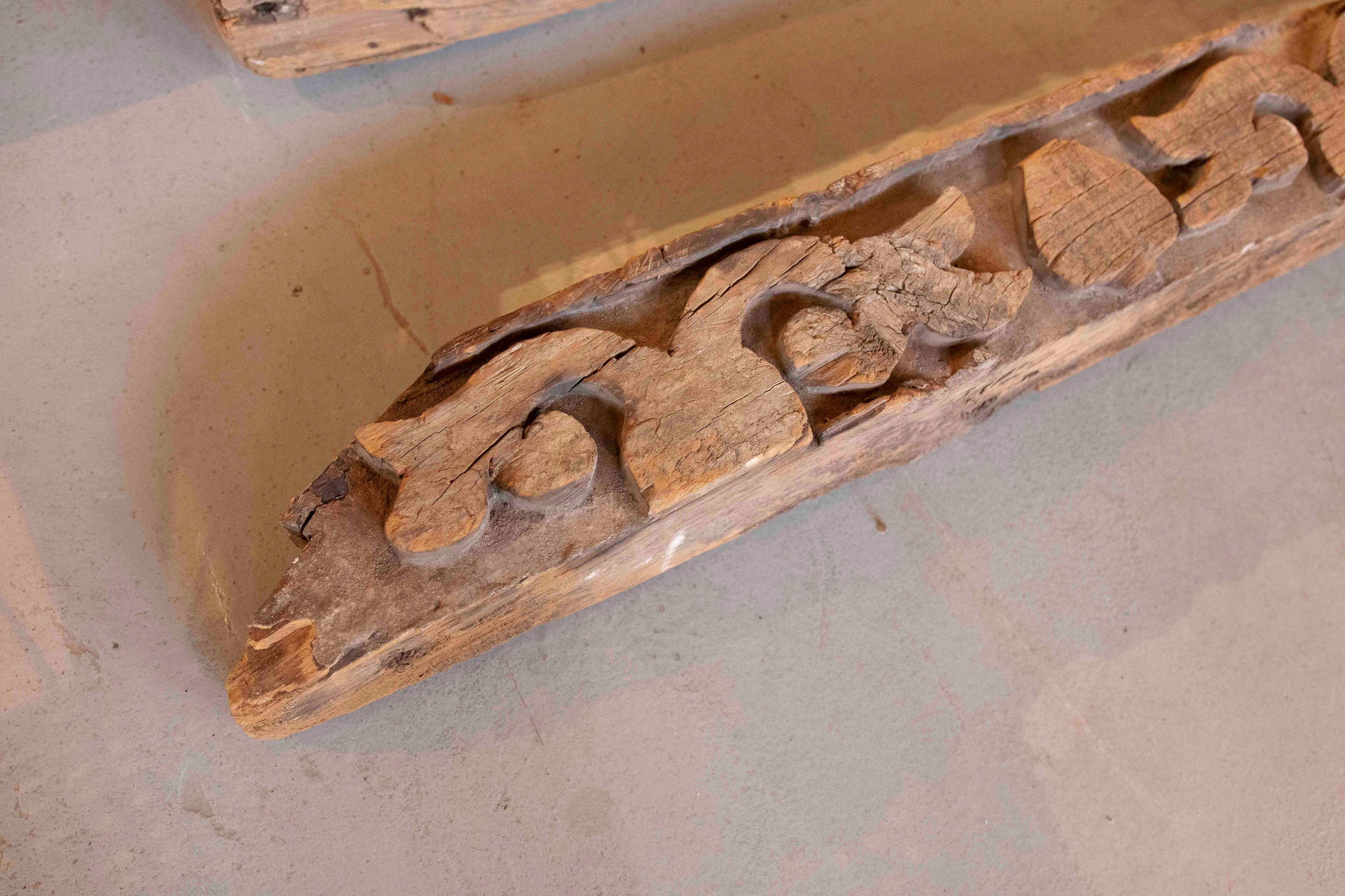 Hand-Carved Pair of Hand Carved Coffered Ceiling Meams, Cordoba, Spain For Sale