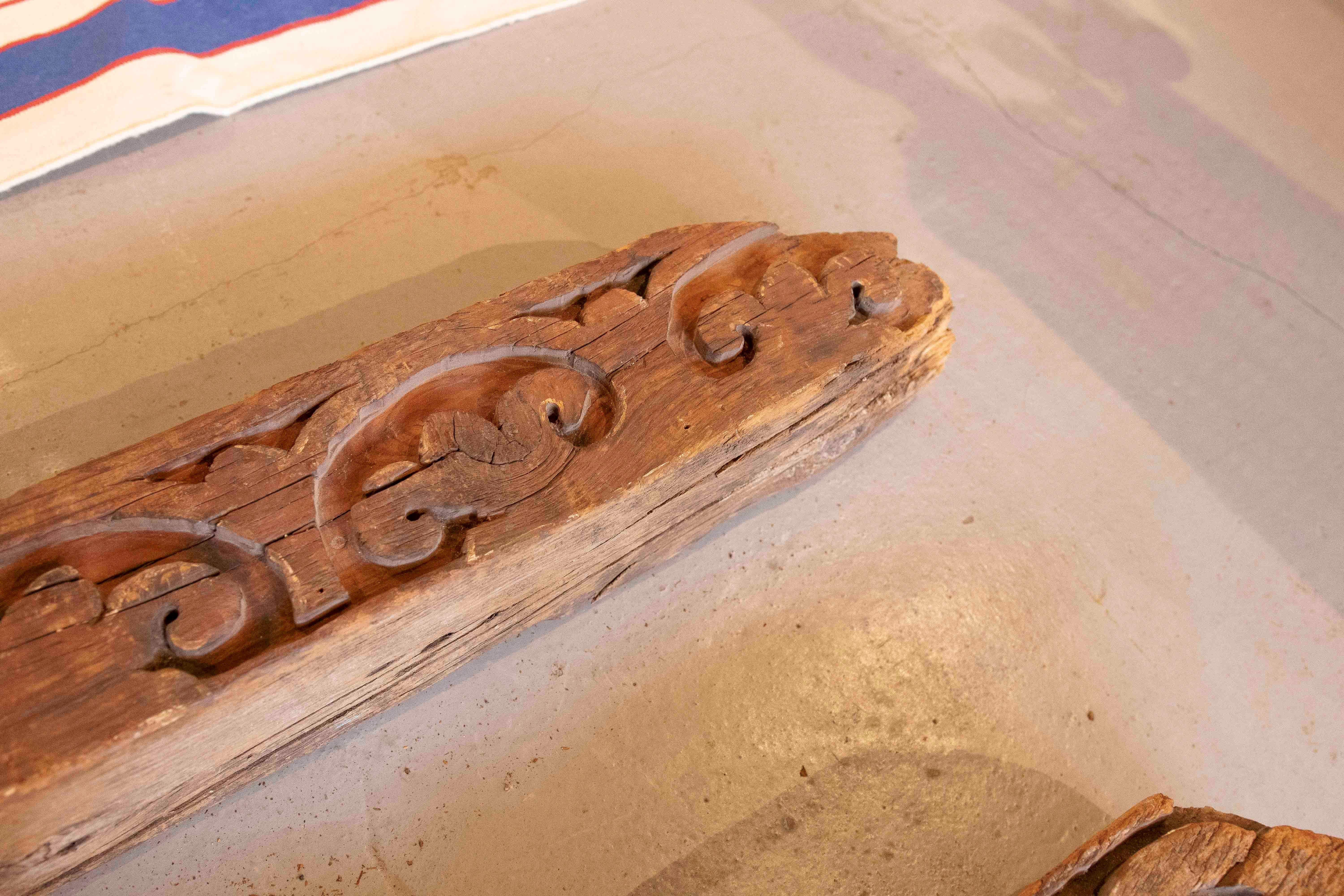 Pair of Hand Carved Coffered Ceiling Meams, Cordoba, Spain For Sale 2