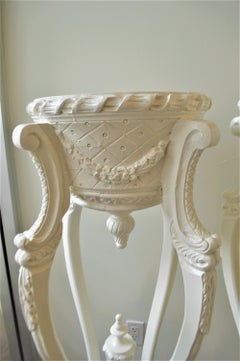 Pair of Hand Carved Decorative White Pedestals for Art or Plants