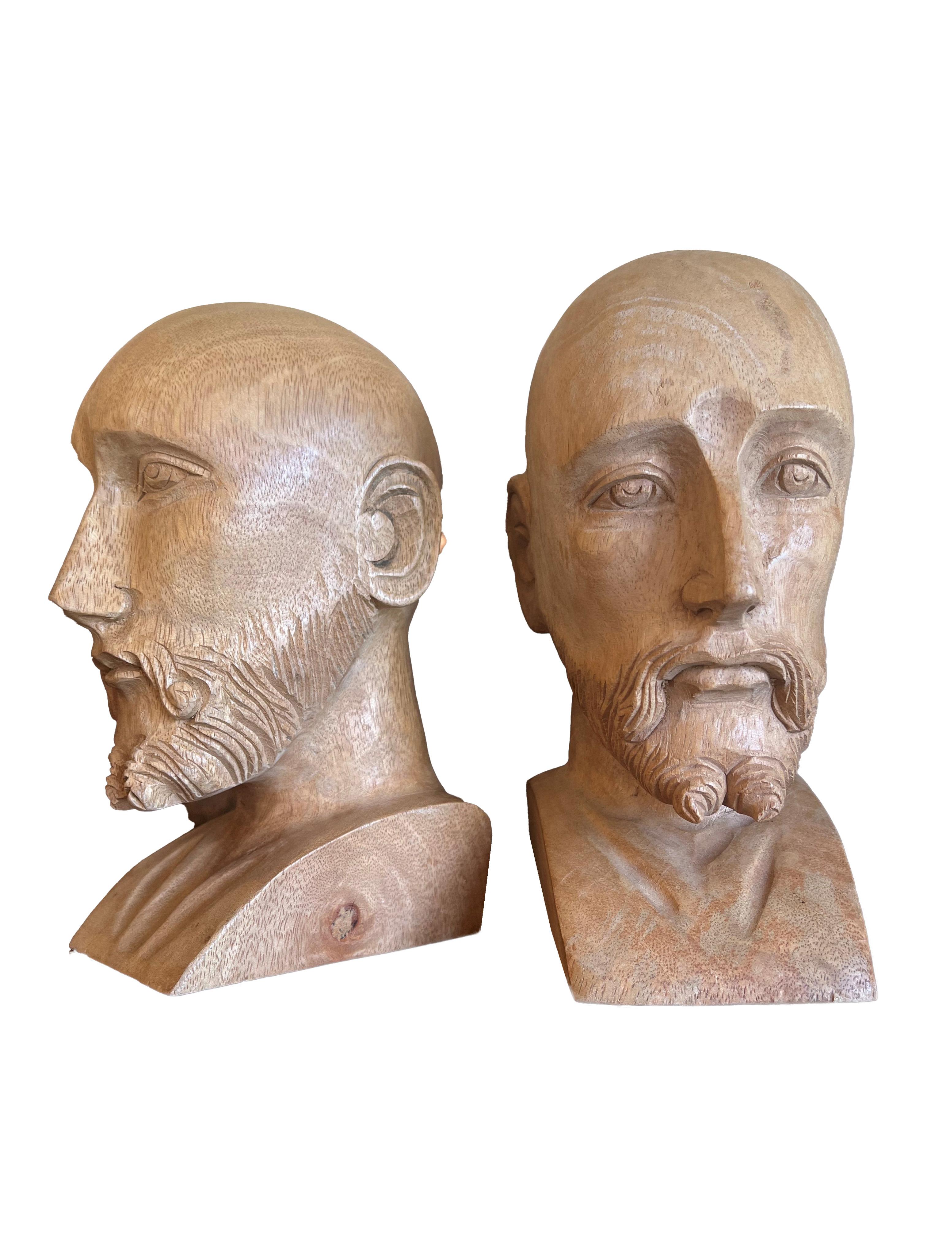 Hand-Carved Pair of Hand Carved Distinguished Gentlemen Sculptures For Sale