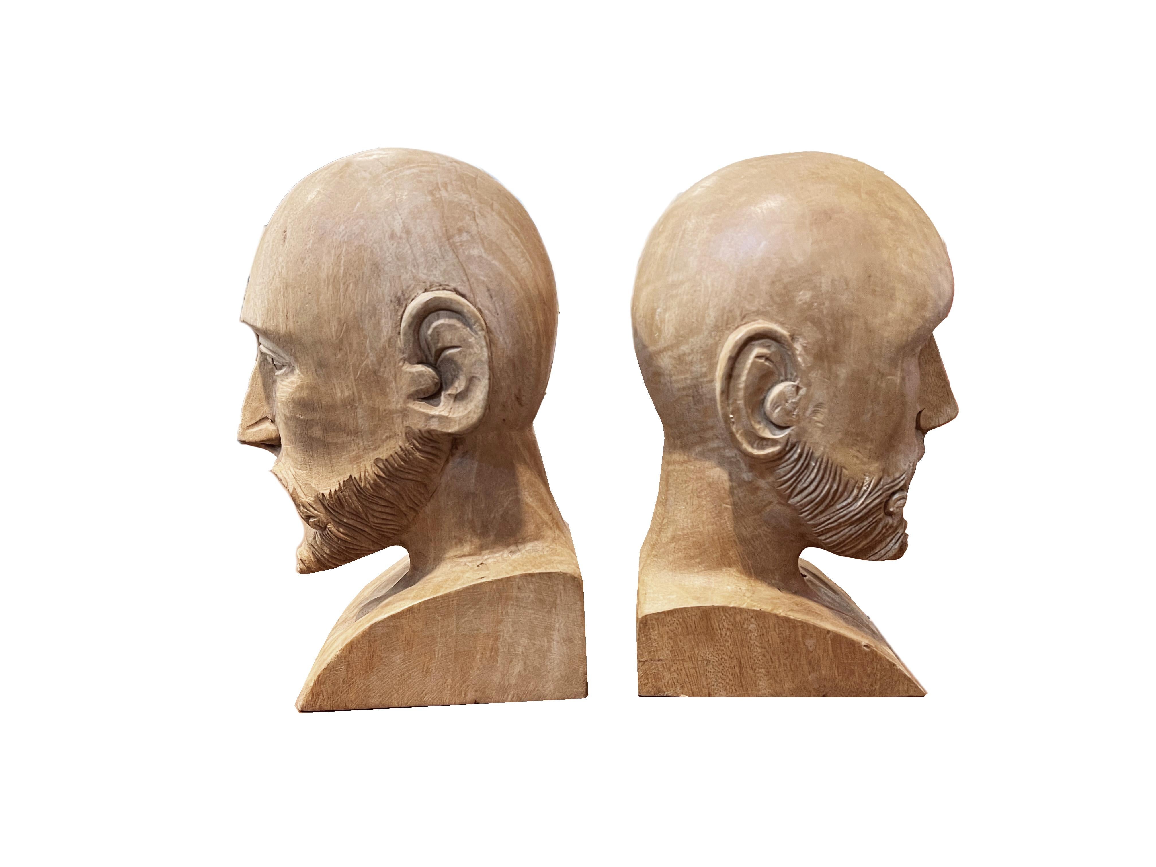 Pair of Hand Carved Distinguished Gentlemen Sculptures In Good Condition For Sale In Scottsdale, AZ