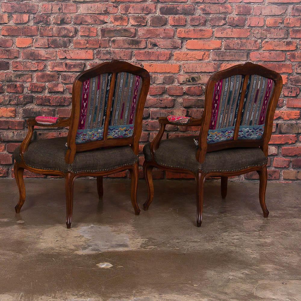 19th Century Pair of Hand-Carved French Walnut Fautuils or Armchairs