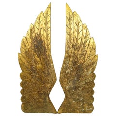 Paire d'ailes d'ange sculptées à la main en doré et gesso