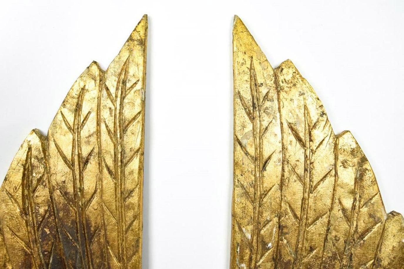 Baroque Pair of Hand Carved Gilt and Gesso Angel Wings