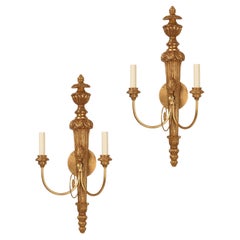 Used Pair of hand-carved, giltwood sconces by Vaughan