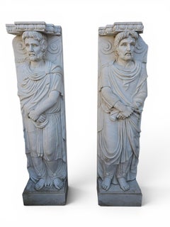 Pair of Hand-Carved Greek Statues, Italy, circa 1940