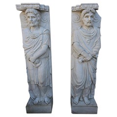 Pair of Hand-Carved Greek Statues, Italy, circa 1940