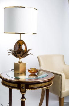 The Ashford hand carved hardwood Table, Mahogany & Gold Leaf & Crystal Glass top