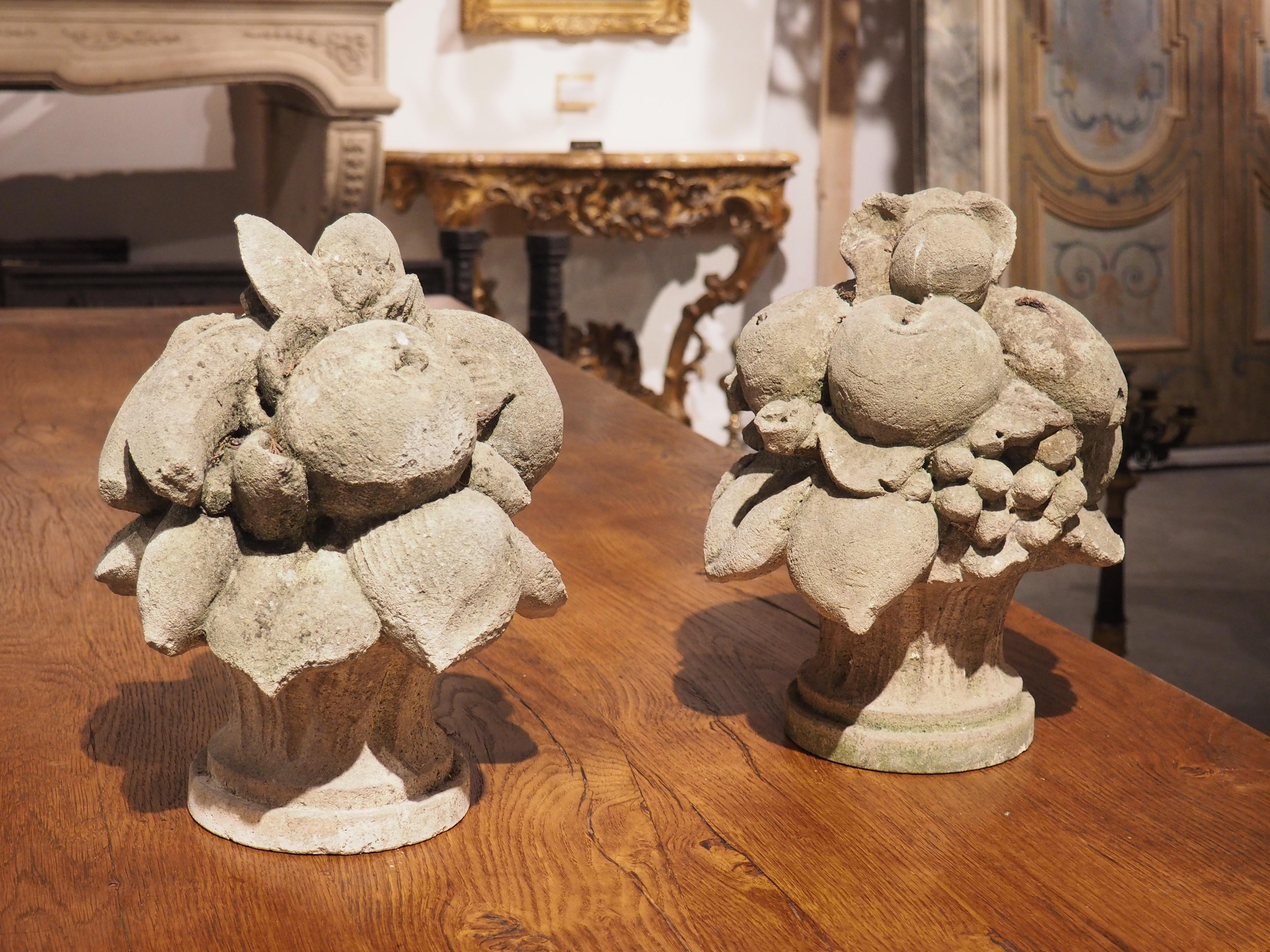 Pair of Hand Carved Italian Limestone Fruit Baskets 10