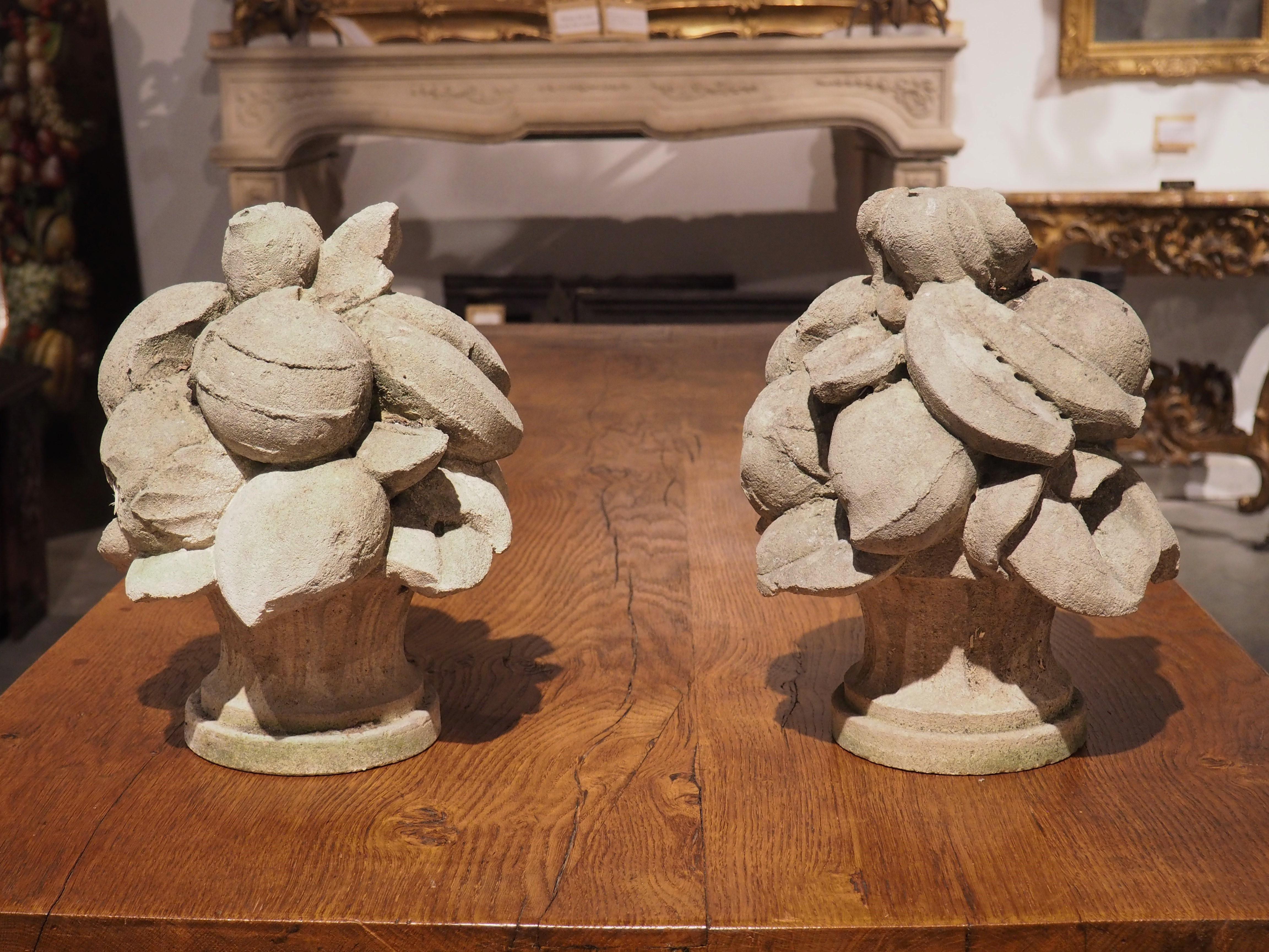 Pair of Hand Carved Italian Limestone Fruit Baskets 11