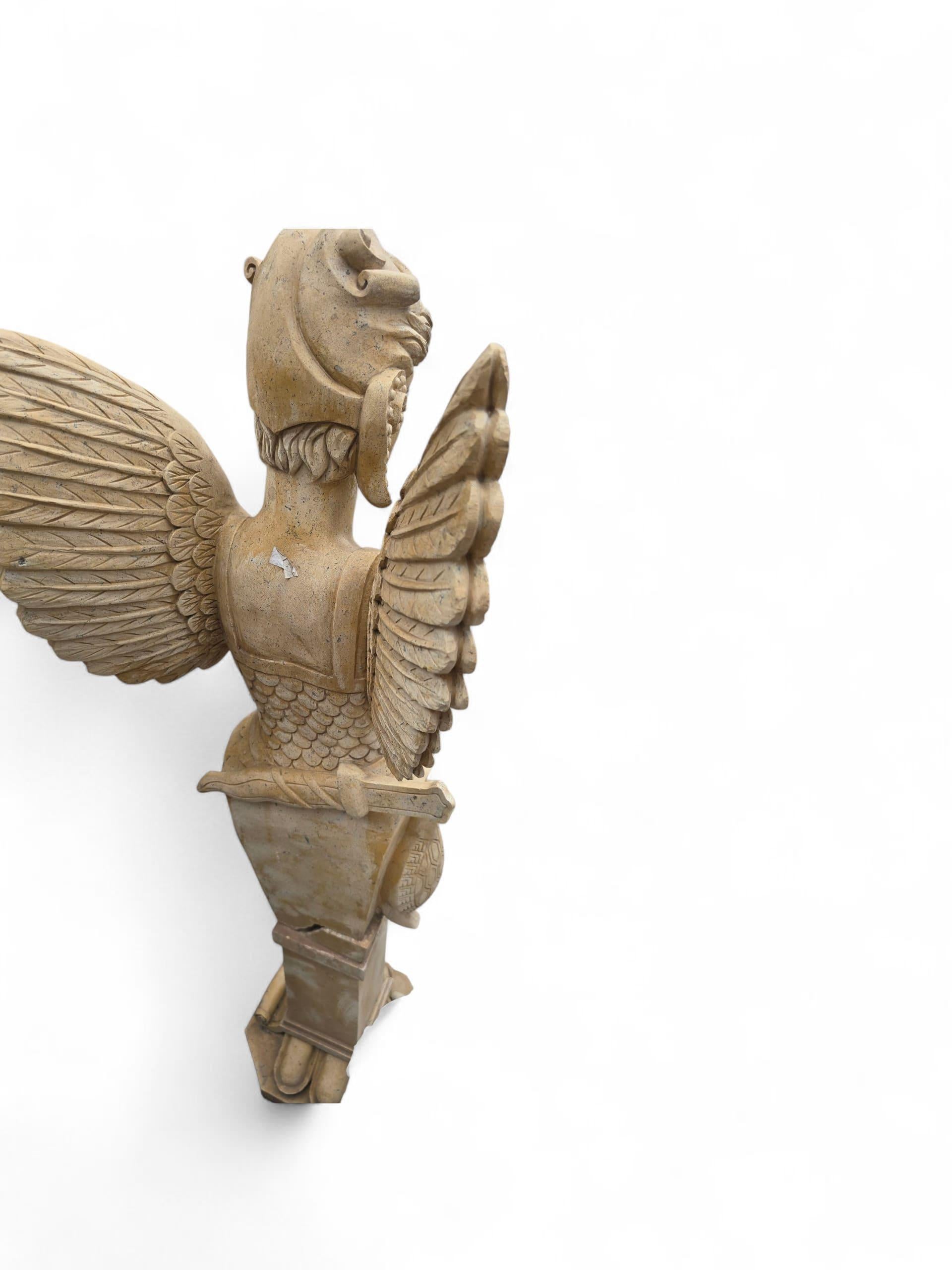 Pair of Hand-Carved Italian Marble Allegorical Winged Figures For Sale 4