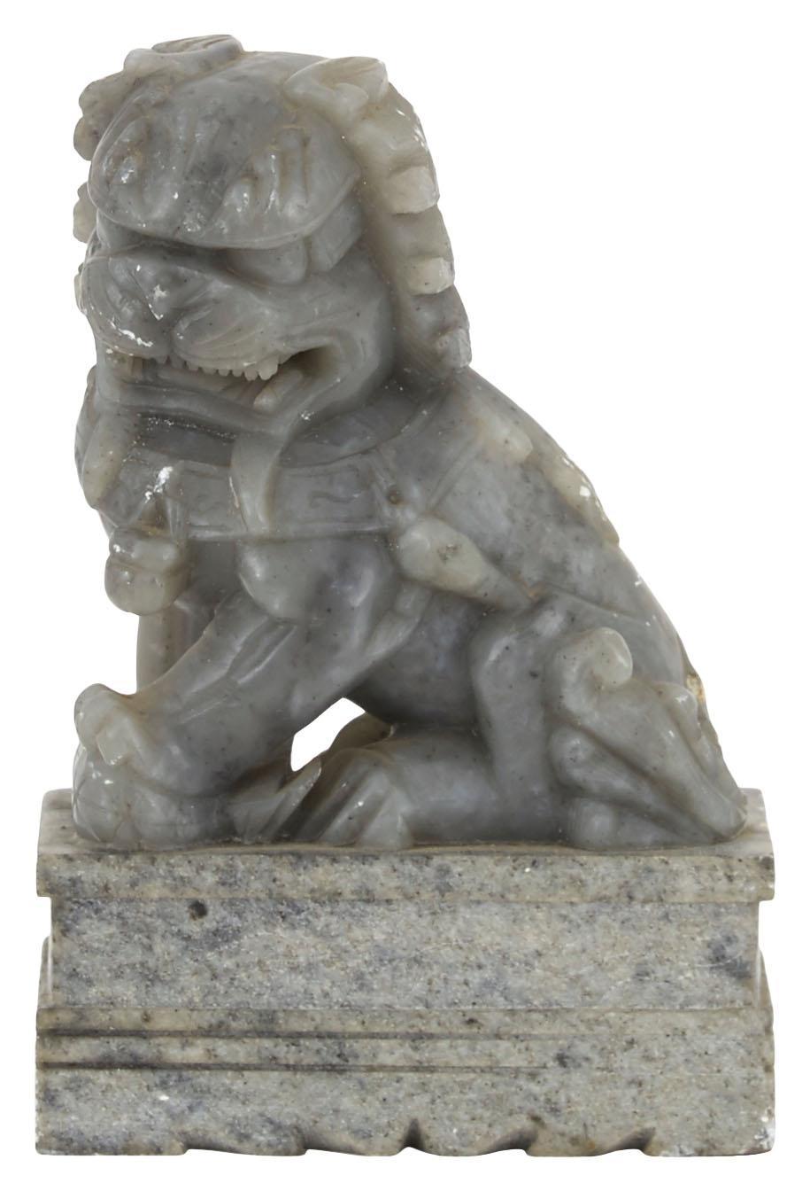 Chinoiserie Pair of Hand Carved Jade Chinese Foo Dogs