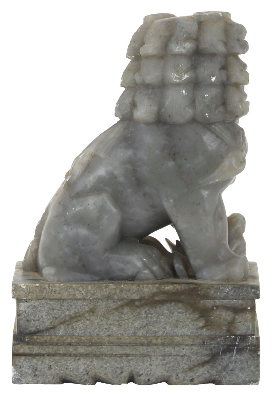 20th Century Pair of Hand Carved Jade Chinese Foo Dogs