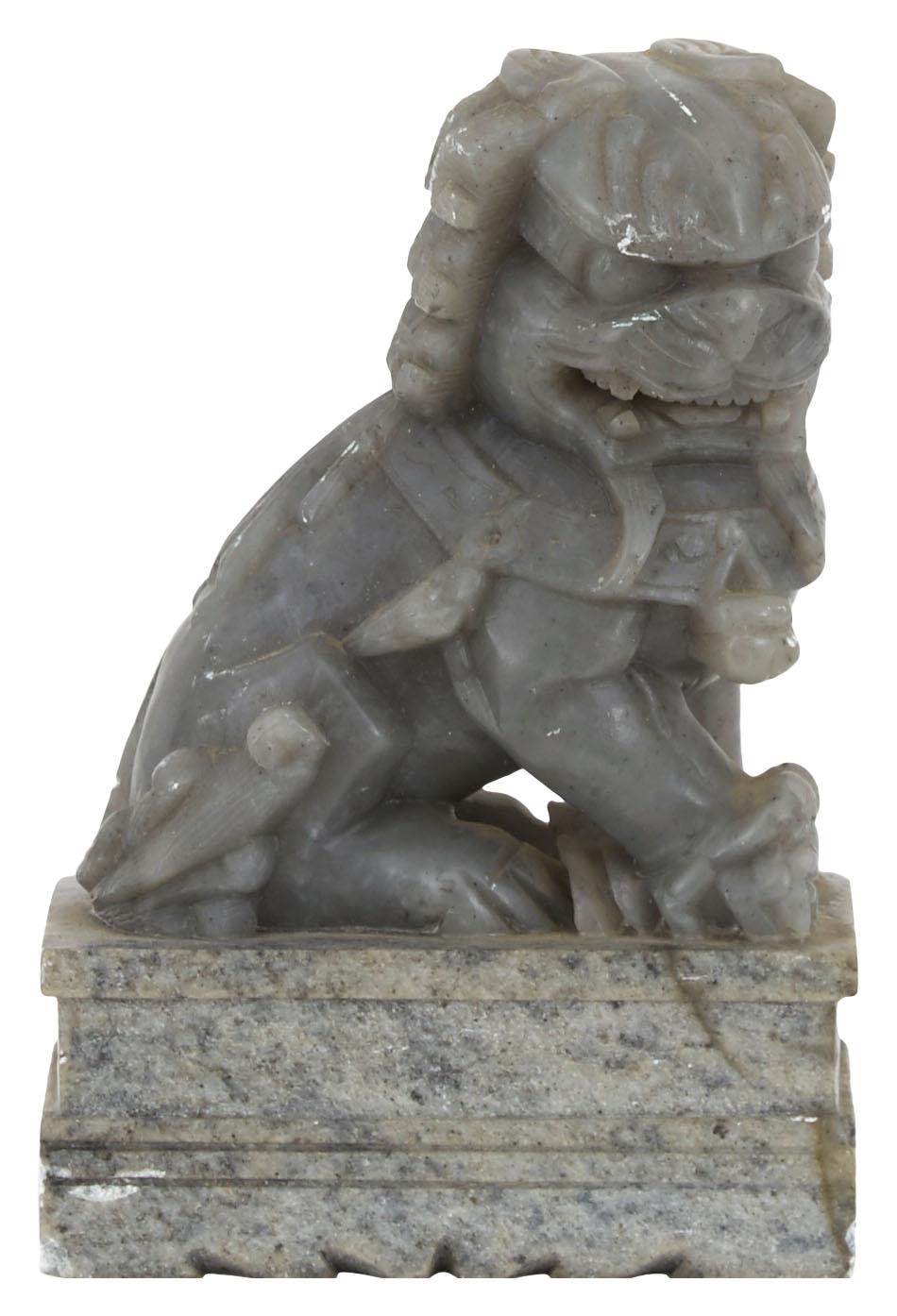 Pair of Hand Carved Jade Chinese Foo Dogs 1