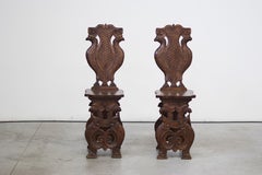 Pair of Hand-Carved Late 19th Century Chairs - Ornate Antique Craftsmanship