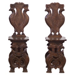 Pair of Hand-Carved Late 19th Century Chairs - Ornate Antique Craftsmanship