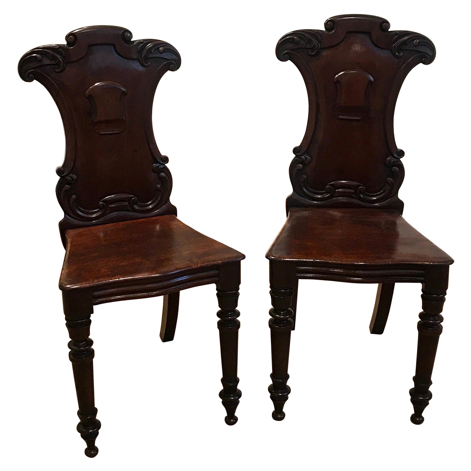 Pair of Victorian Mahogany Hall Chairs at 1stDibs | victorian hall