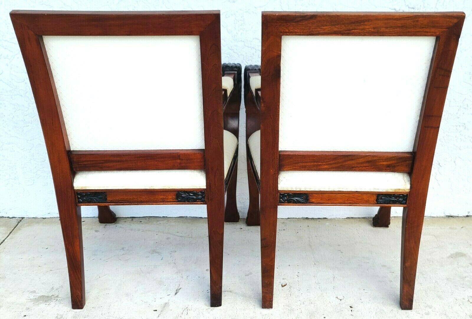 Pair of Hand Carved Mahogany Lions Head Armchairs For Sale 6