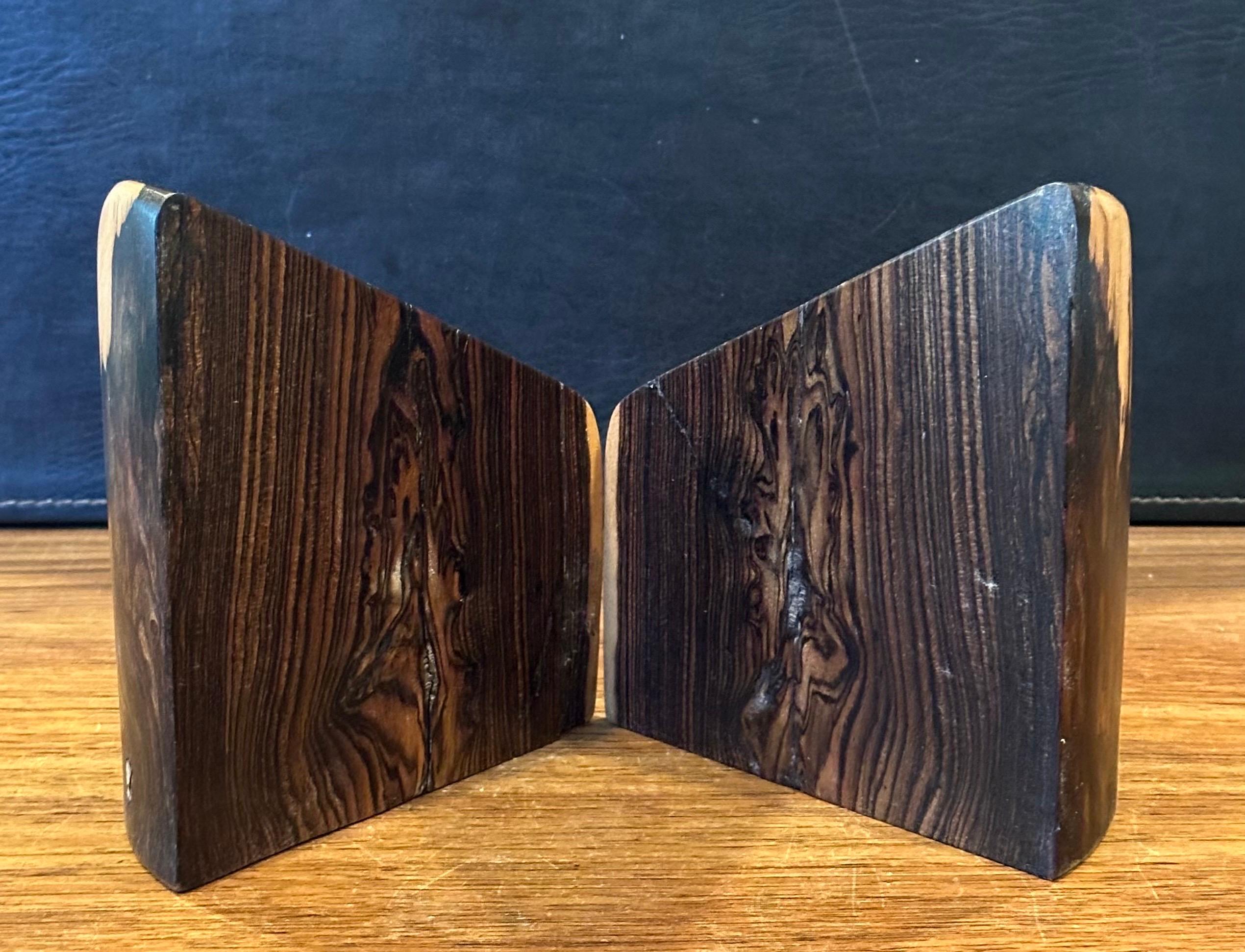 Pair of Hand Carved Modern Mexican Cocobolo Wood Bookends by Don Shoemaker For Sale 9