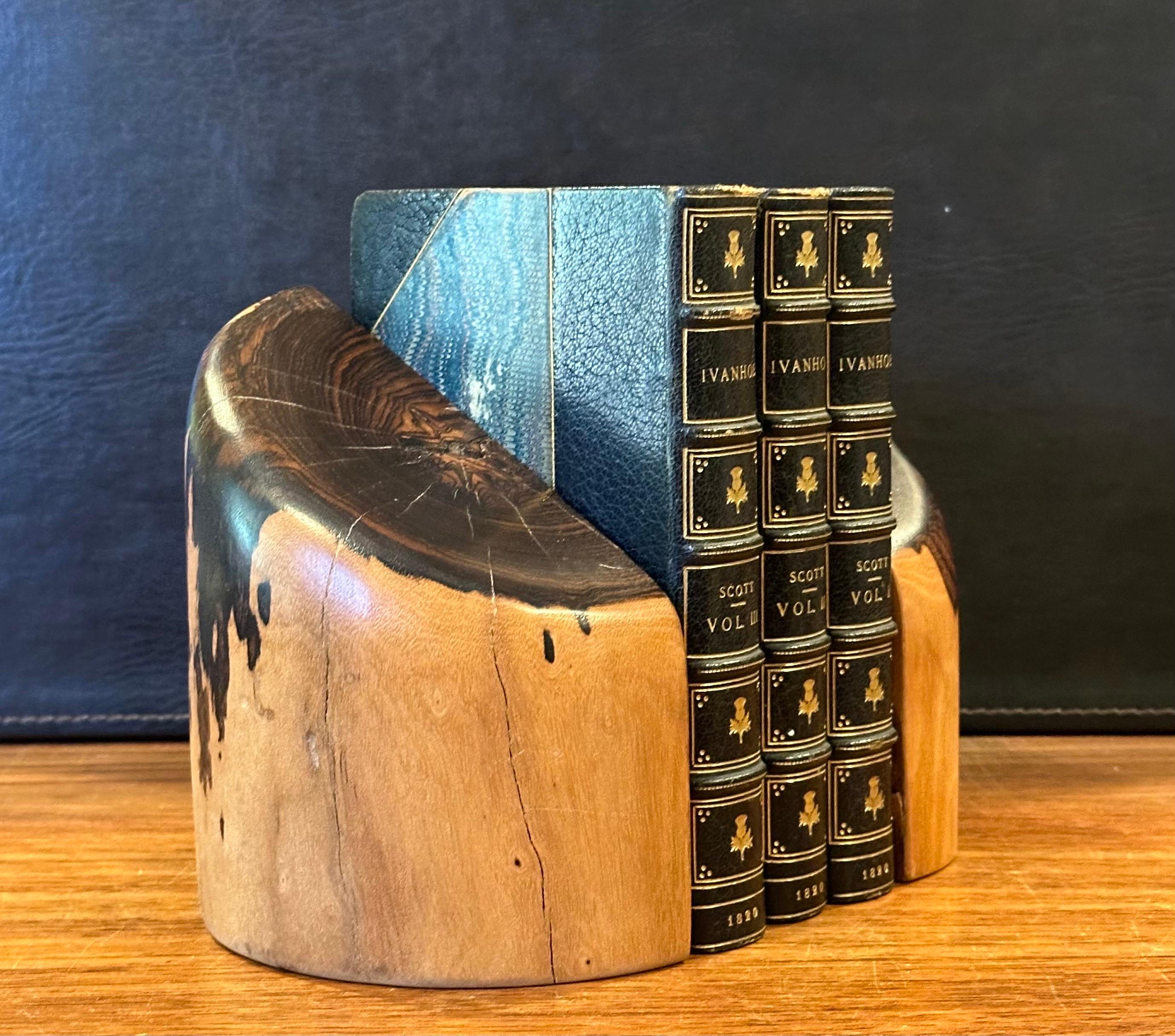 Pair of Hand Carved Modern Mexican Cocobolo Wood Bookends by Don Shoemaker For Sale 1