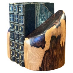 Coppia di fermalibri moderni in legno di cocobolo messicano intagliati a mano da Don Shoemaker