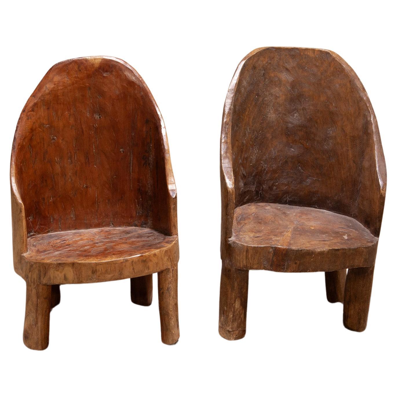Pair of Hand Carved "Naga" Chairs (small size)