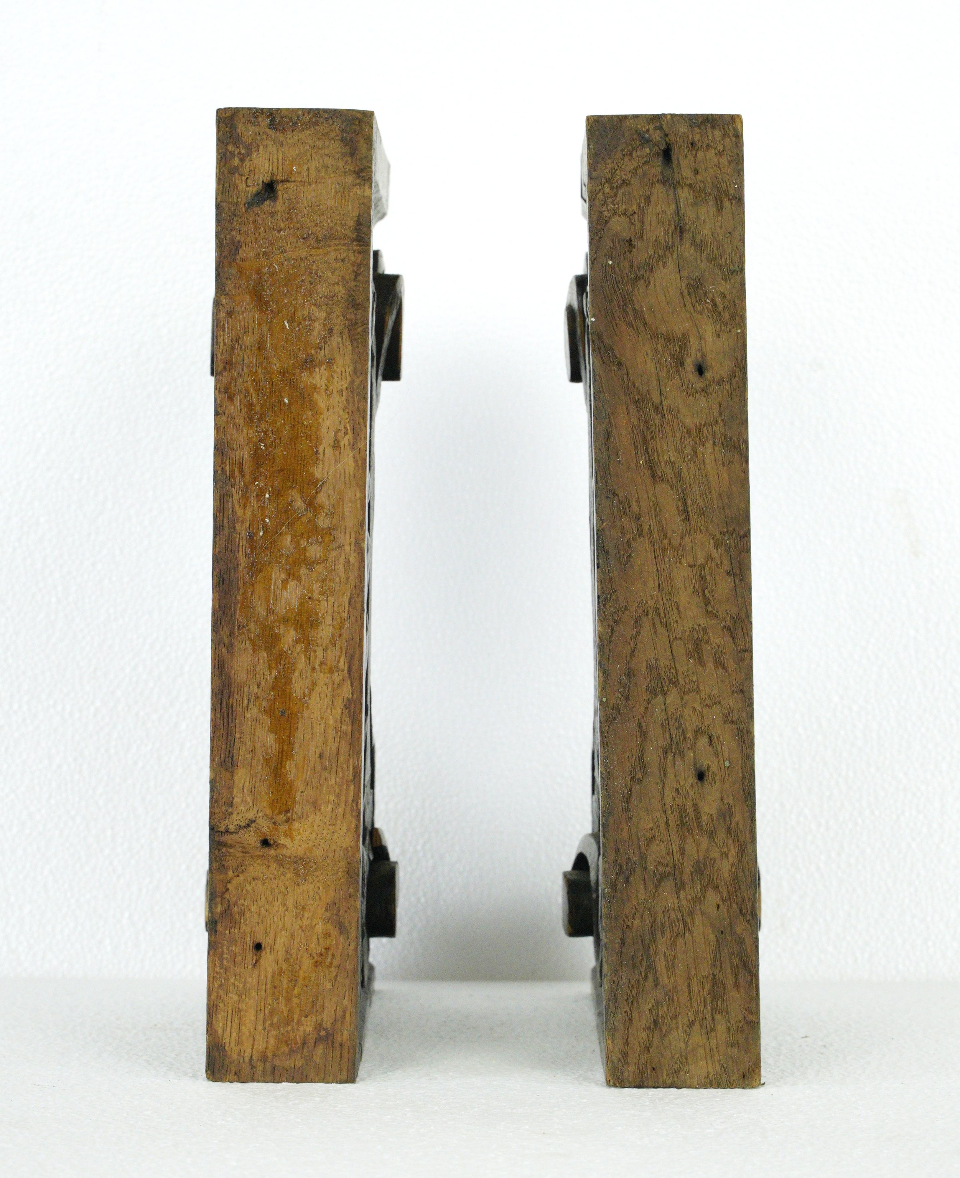 Pair of Hand Carved Oak Furniture Brackets For Sale 6