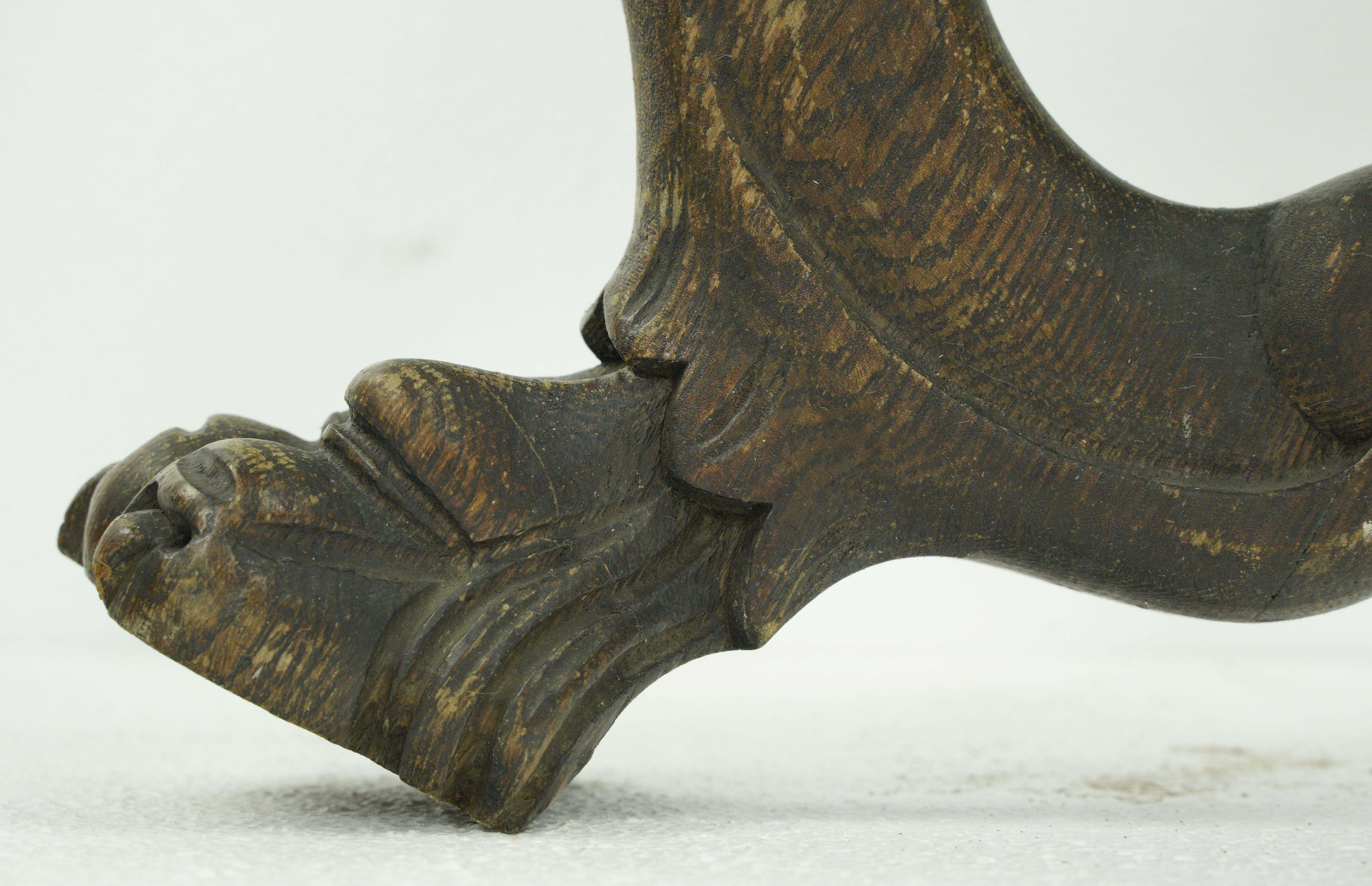 Pair of Hand Carved Pine Wood Griffins Parts For Sale 6