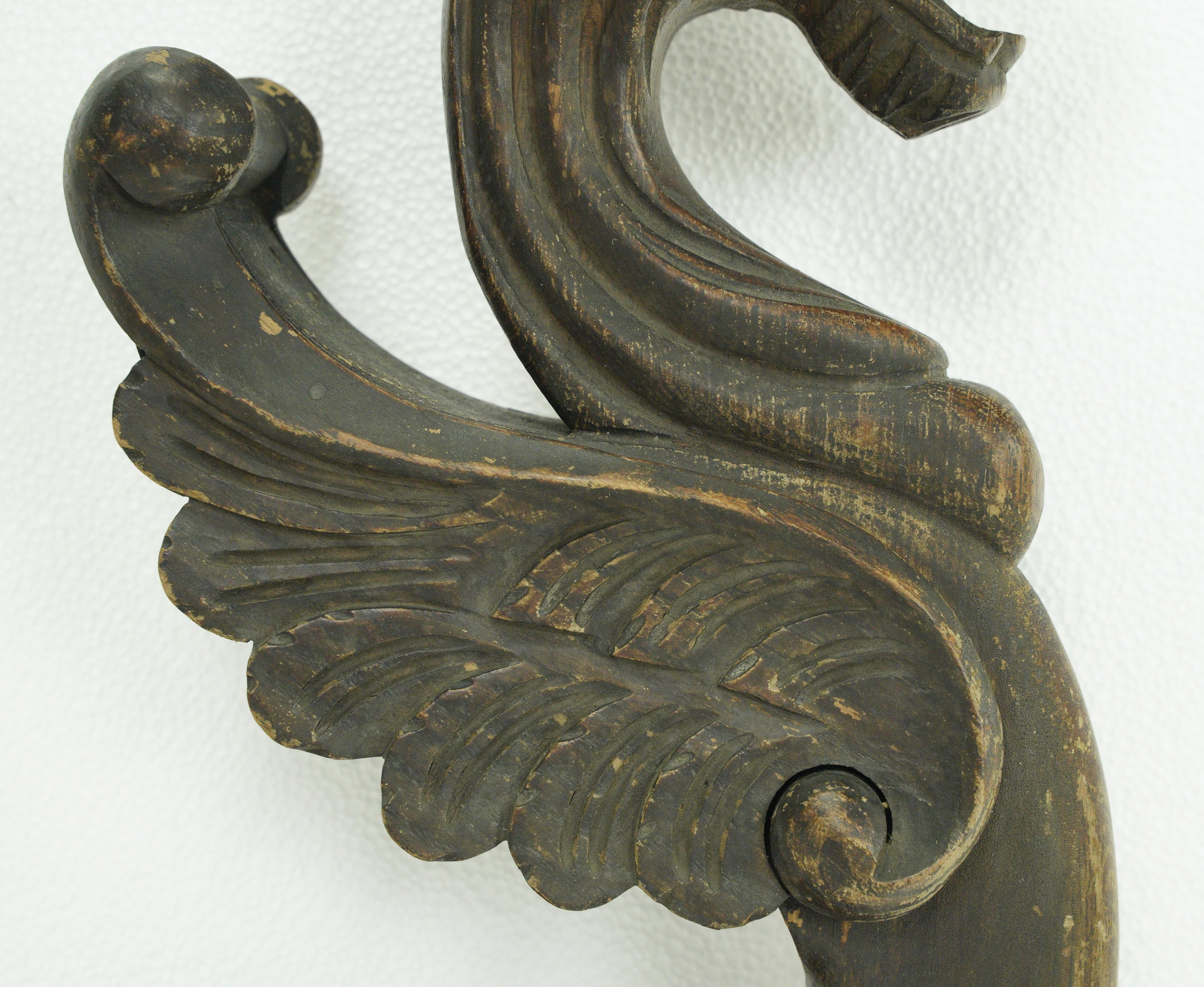 Pair of Hand Carved Pine Wood Griffins Parts For Sale 2