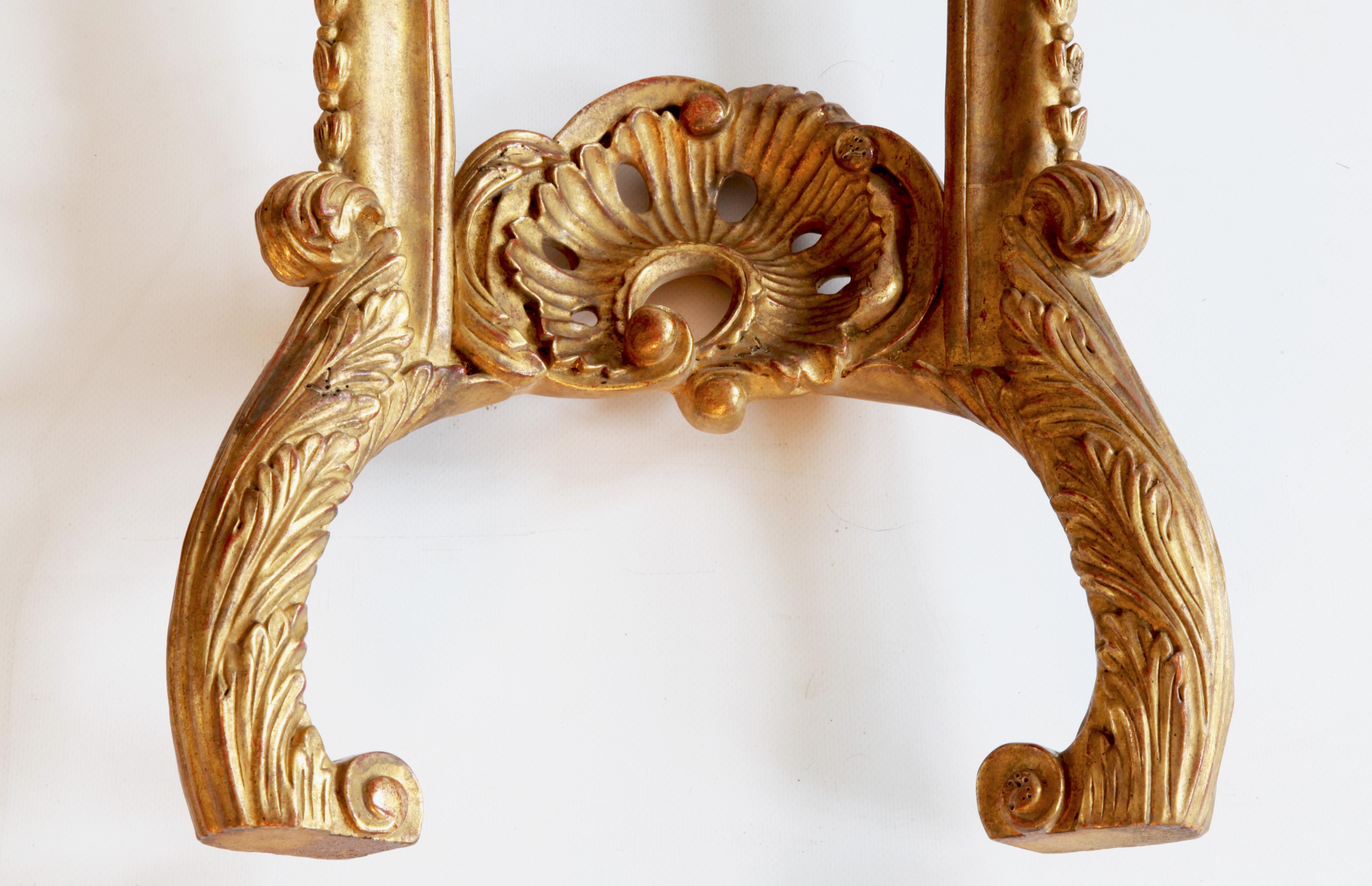 British Pair of Hand Carved Rococo Style Giltwood Consoles Made by La Maison London For Sale