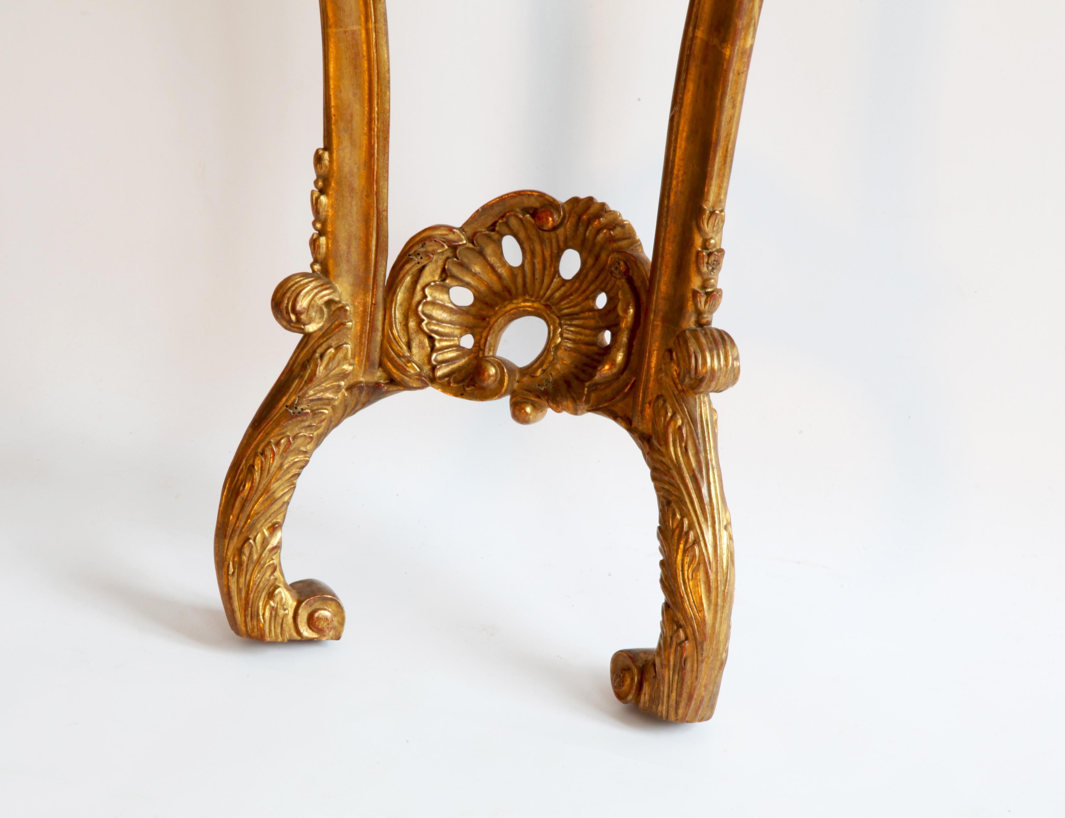 Wood Pair of Hand Carved Rococo Style Giltwood Consoles Made by La Maison London For Sale