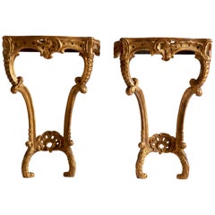 Pair of Hand Carved Rococo Style Giltwood Consoles Made by La Maison London