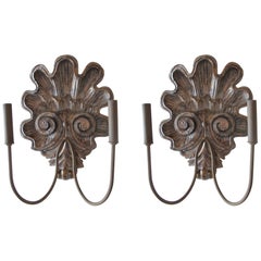 Pair of Hand-Carved Shell Sconces